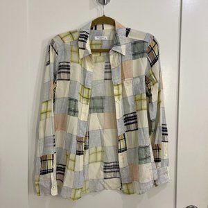 Equpiment Check Plaid Silk Siffon Chirt - Size Small